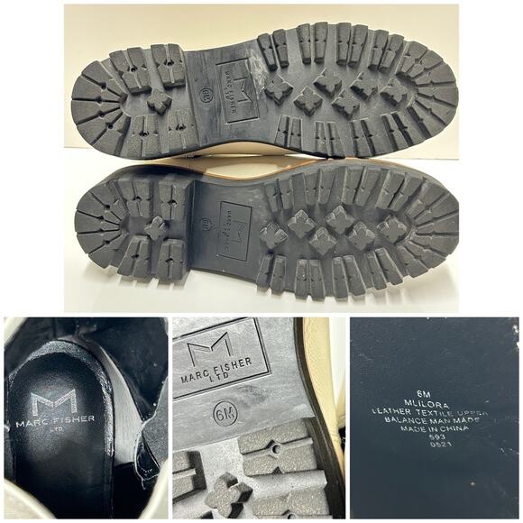 Marc Fisher LTD ilora Ivory Chelsea Boots Women 6M Pebble Leather PullOn 2" Heel - Picture 5 of 11